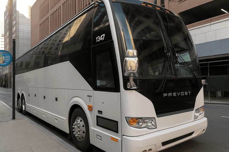 a Detroit Shuttle Bus Rentals coach bus