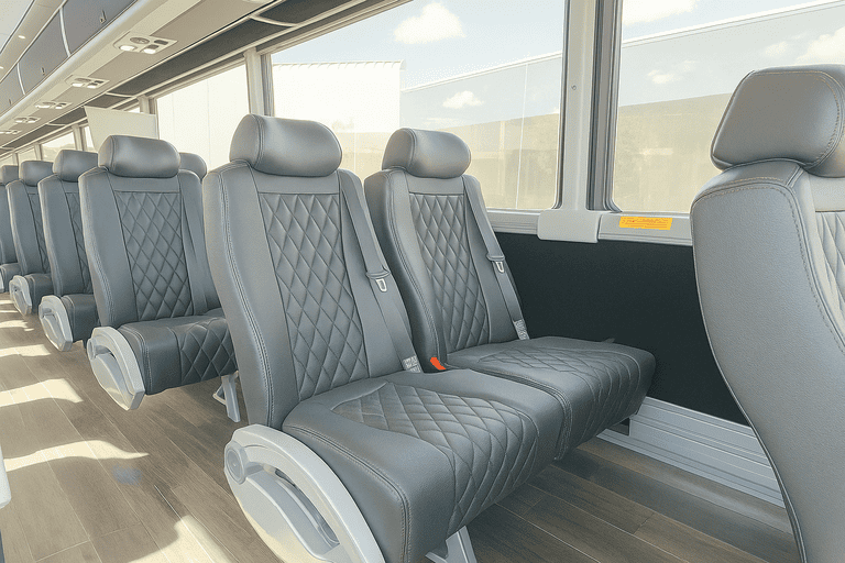 interior of Detroit Shuttle Bus Rentals charter bus